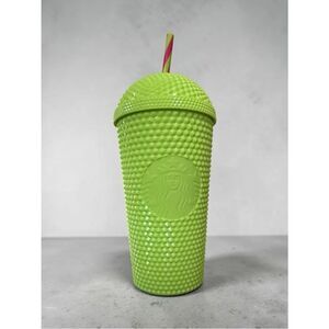 Starbucks Neon Green Studded Tumbler 16oz Cup Lid Straw Rare Color